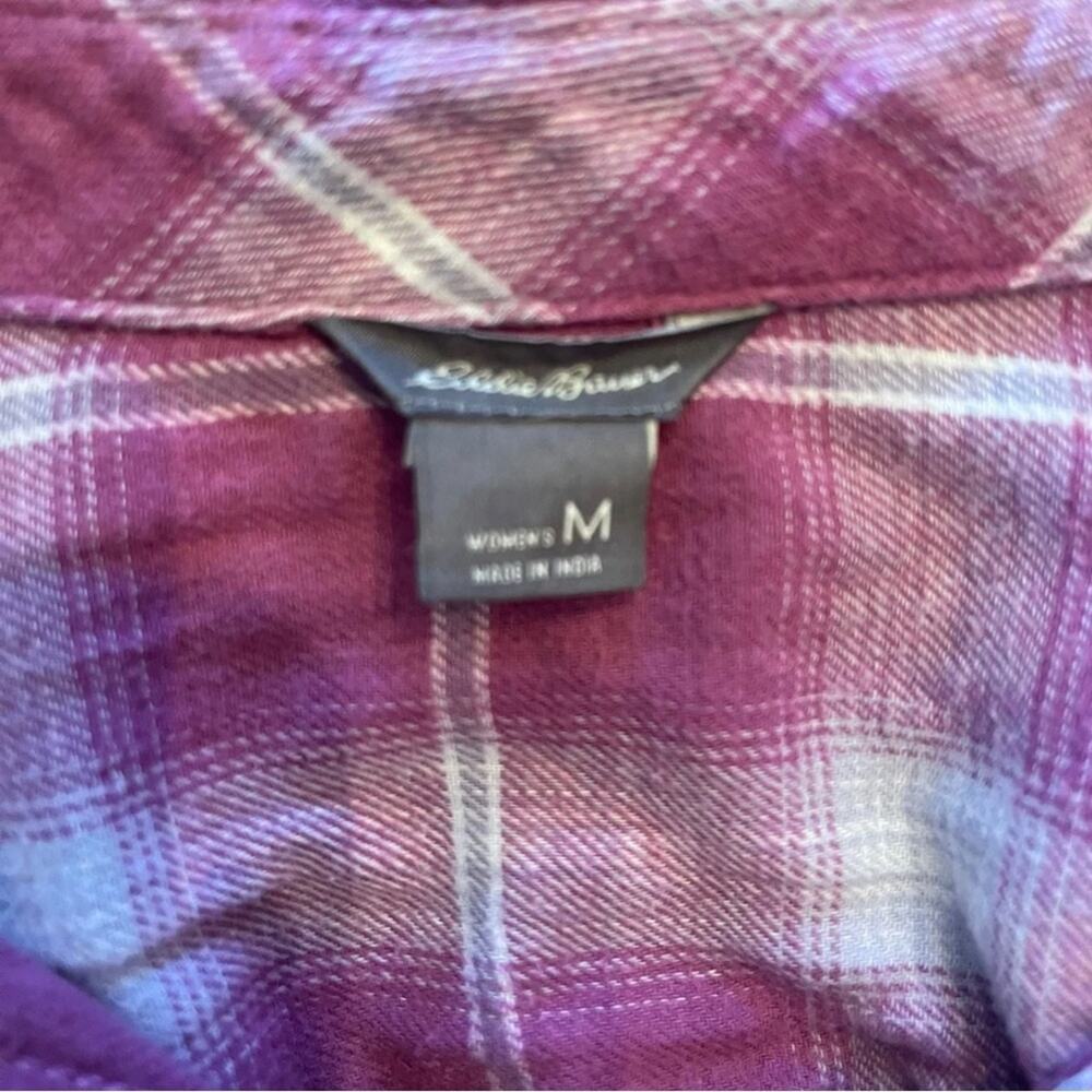 Eddie Bauer women’s pink plaid cotton long sleeve top. Size M - Picture 3 of 5